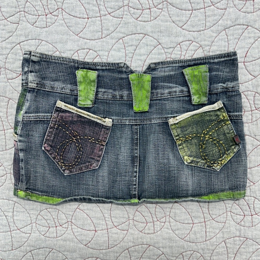 Kaña Micro Mini Skirt Green Purple Y2K Cyberpunk Fashion Punk Womens 36 (US 30) - Picture 8 of 10